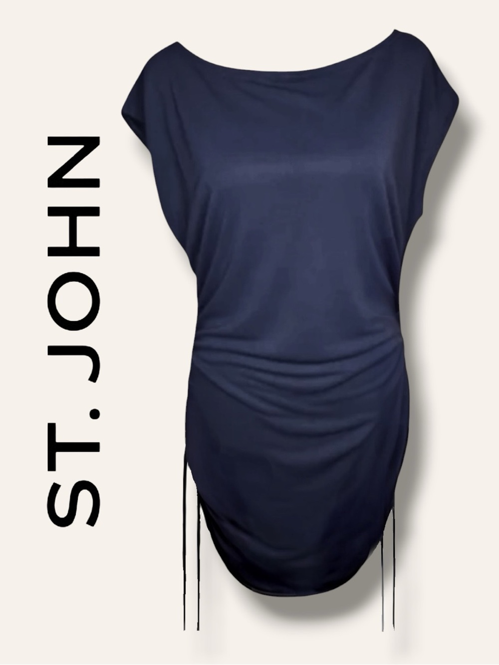 ST. JOHN • Ruched Side Tie Mini Dress / Tunic Top || XL